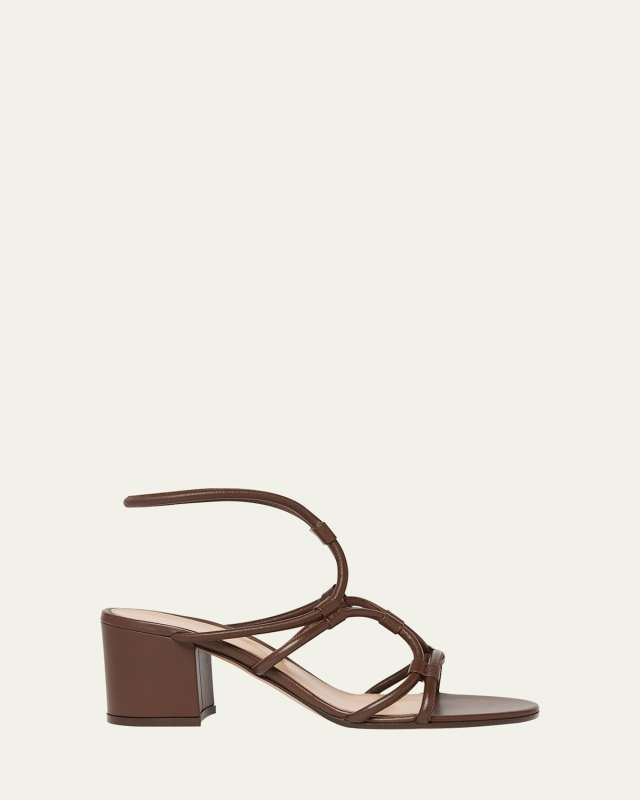Strappy Leather Block-Heel Sandals